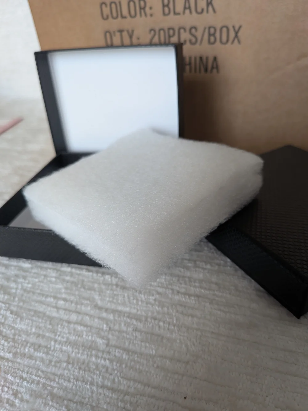 Black Textured Jewelry Box With Poly Fill - Set of 20